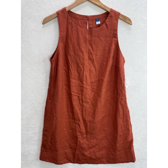 Old Navy Women's Linen-Blend Mini Shift Dress in Gingerspice Size Medium NWT - Picture 9 of 10